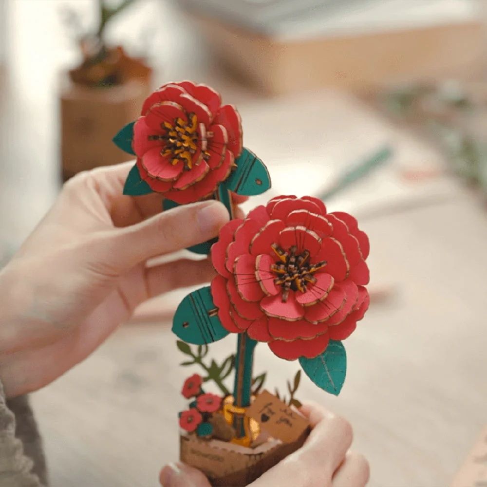 3D Flower Puzzle : Red Camellia