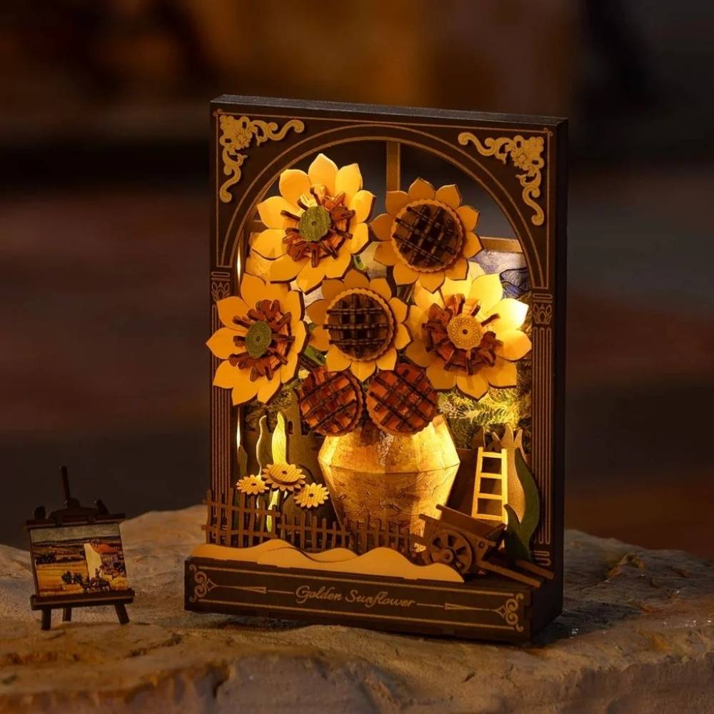 Golden Sunflower 3D Wood Puzzle — Build a Flower That Glows When Your Day Is Done