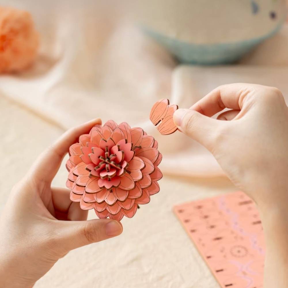 3D Flower Puzzle : Pink Dahlia