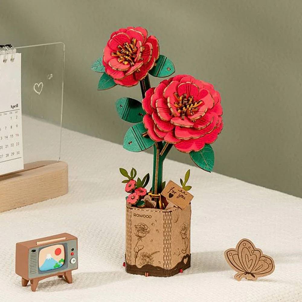 3D Flower Puzzle : Red Camellia