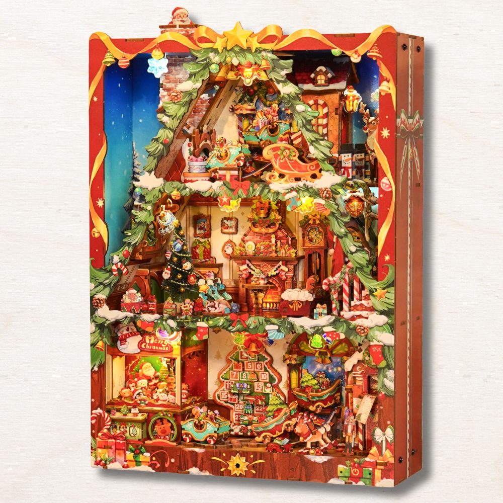 Storybook Frame Christmas 3D puzzle mounted on wall vertical holiday diorama wall art display