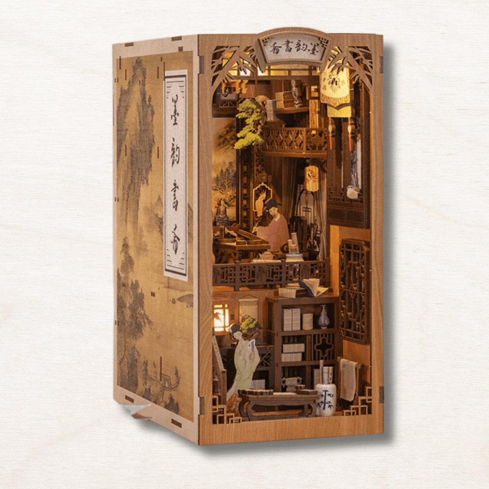 book nook ink rhyme study diy miniature bookshelf insert lit up