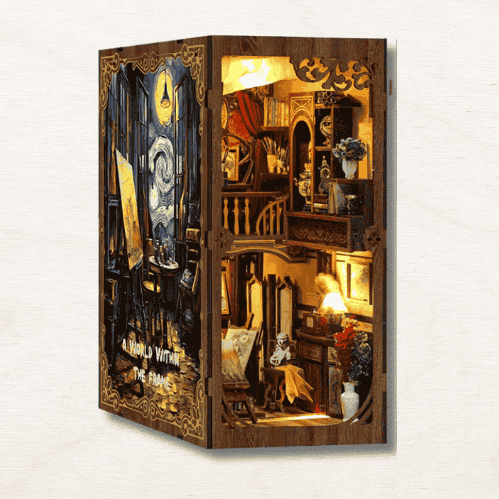 DIY book nook level 3 van gogh starry night shelf decor museum gift art history dark academia