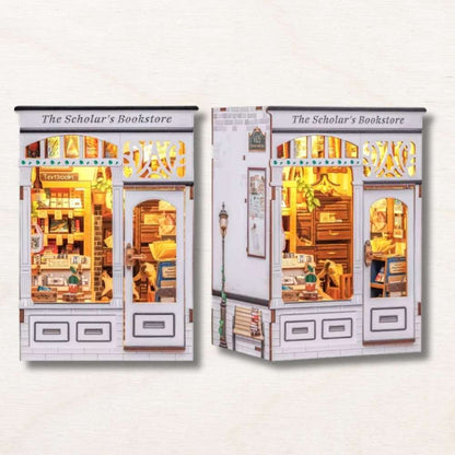 bookstore miniature diorama 17x12x10cm interior staircase service counter academic textbooks