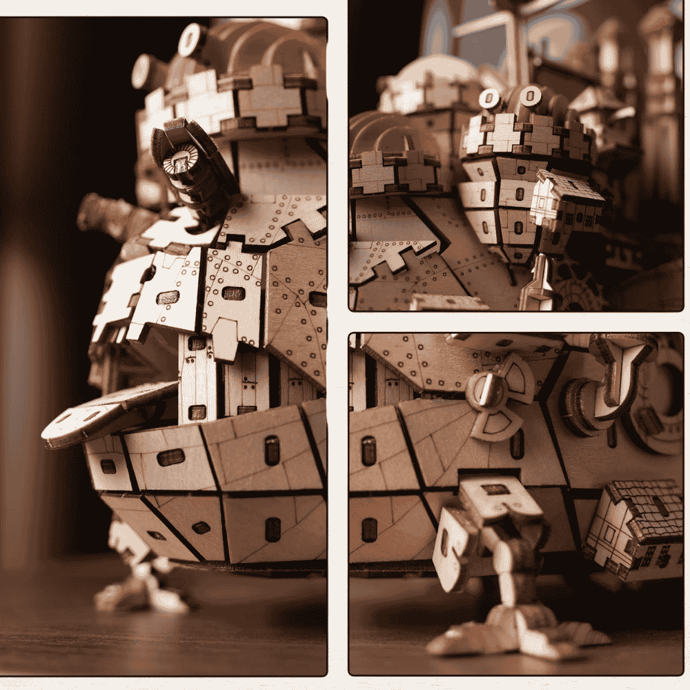 studio ghibli miniature walking castle diorama miyazaki laser cut wood interlocking pieces advanced level 4