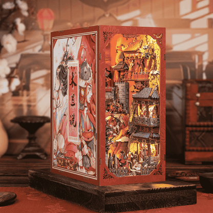 DIY book nook mulan gift chinese mythology fan desk light dustproof cover retractable design