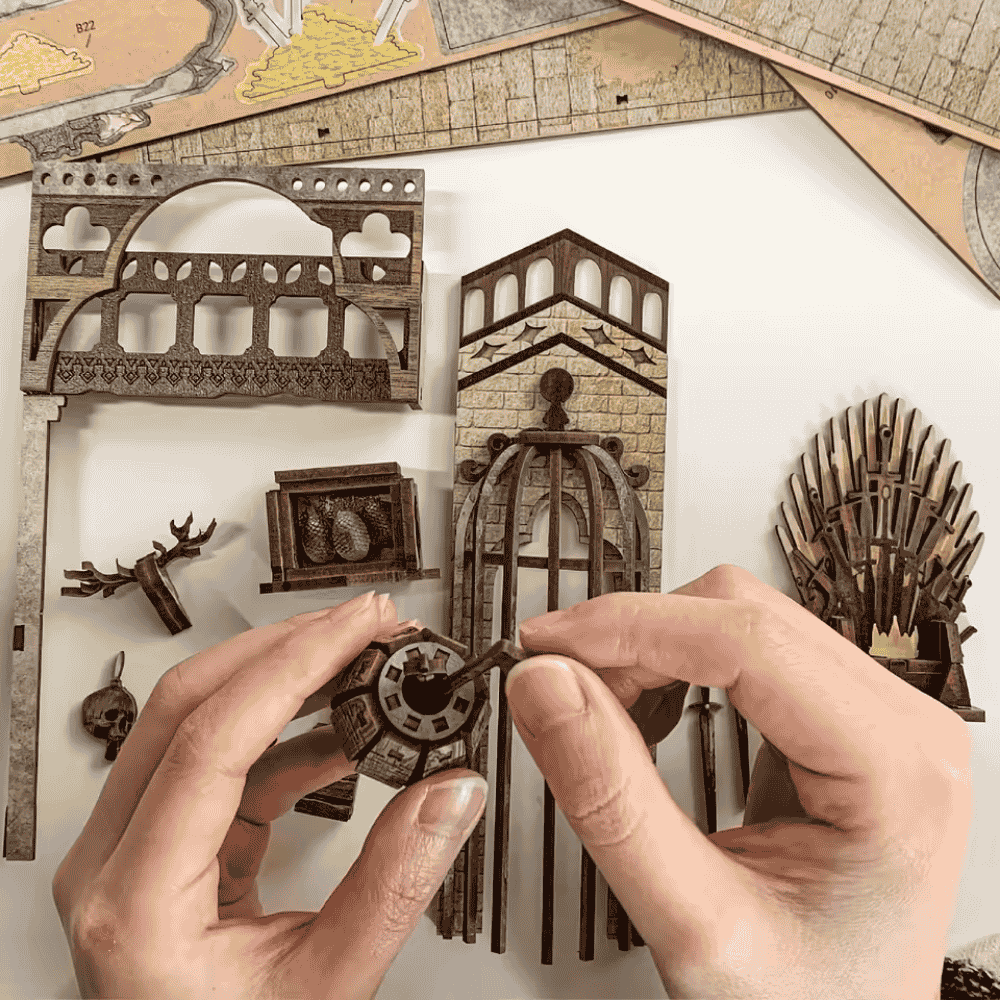 dragon castle book nook iron throne style gothic hall dragon figurine skull candle triple golden arches warm LED