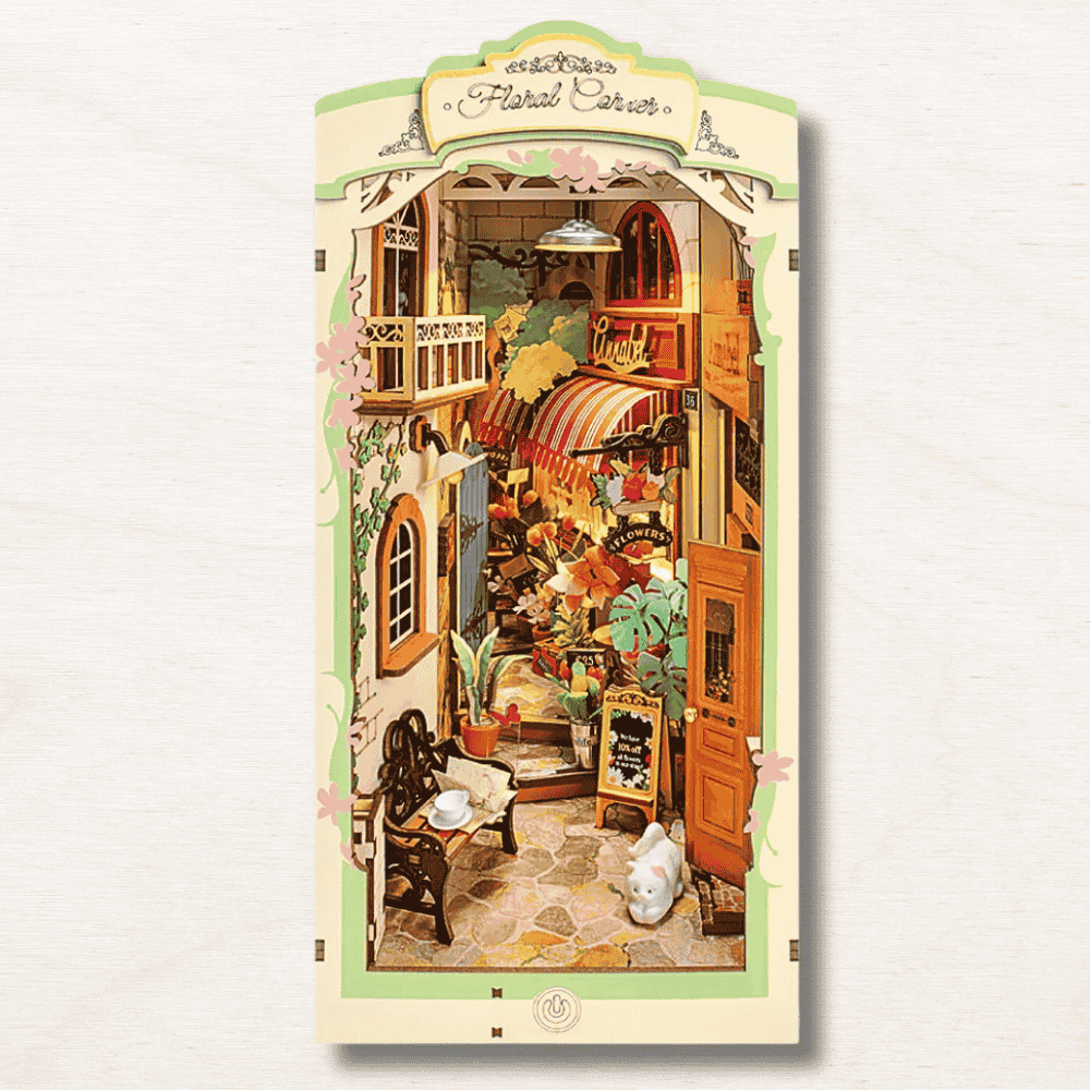 book nook gift plant lover cottagecore white cat flower shop DIY age 8 shelf decor
