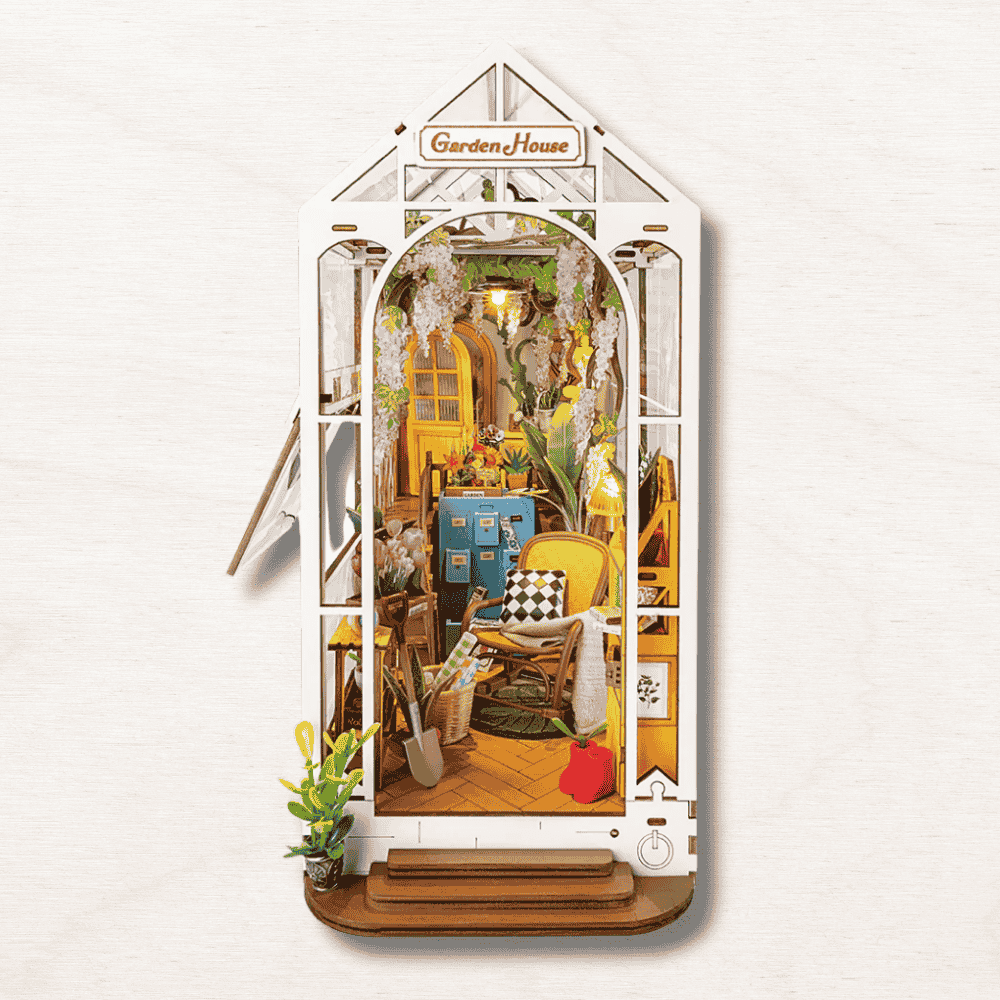 Garden House Book Nook – French Greenhouse DIY | 14 Flower Types Transparent Panels Warm LED