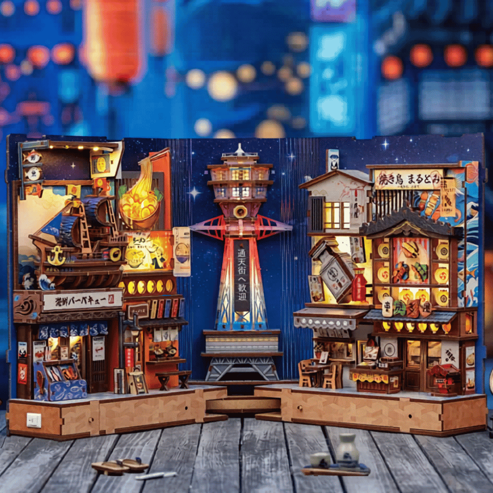 Kit complet 370 pièces book nook Japan Tsutenkaku Ichiban Street