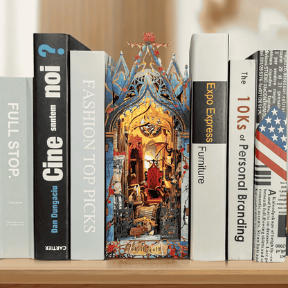 DIY book nook gothic cathedral advanced fantasy gift ACOTAR beauty and the beast roses shelf decor