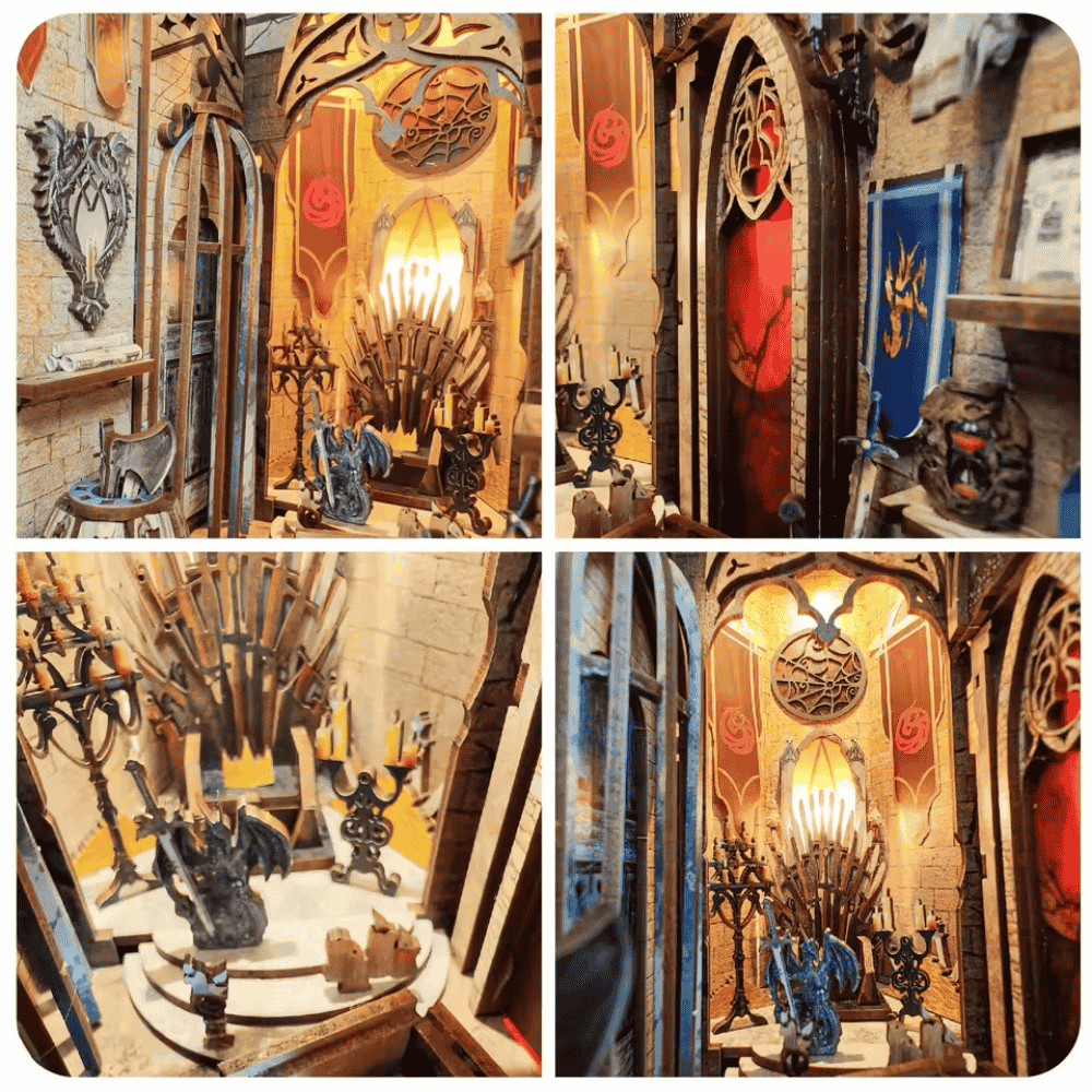 game of thrones inspired diorama miniature blade throne candelabras weapons barrel flagstone fantasy