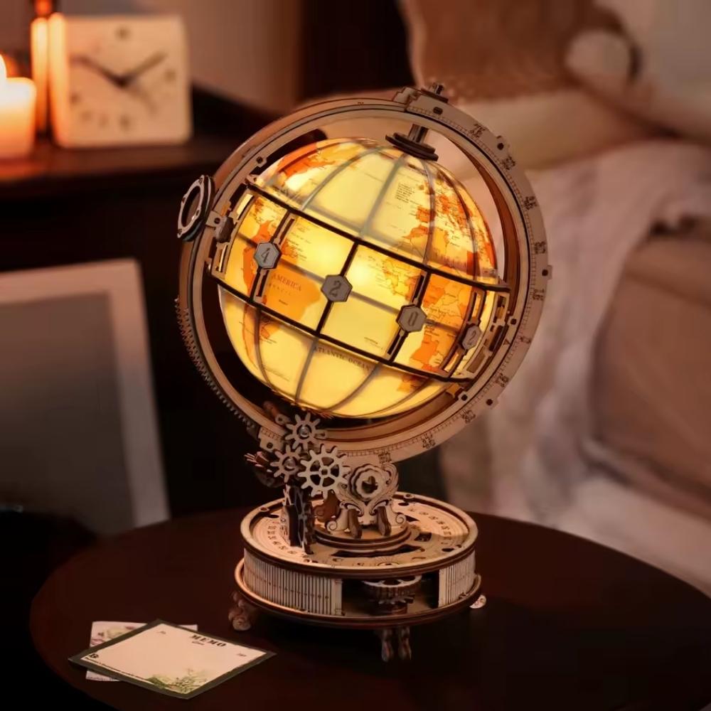 Wooden Globe 3D Puzzle — Build the Globe That Rotates, Glows, and Reads the World