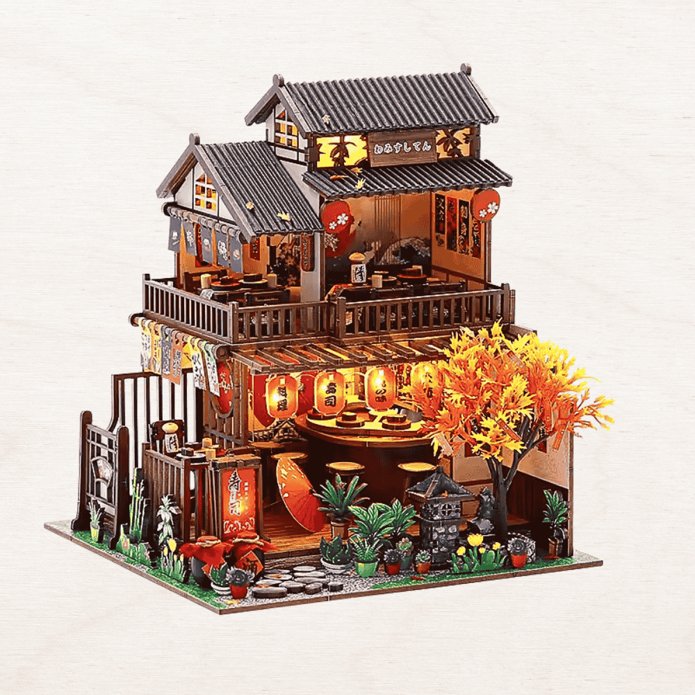 DIY japanese architectural model kit gift japan lover kyoto autumn evening stress relief shelf decor bookend