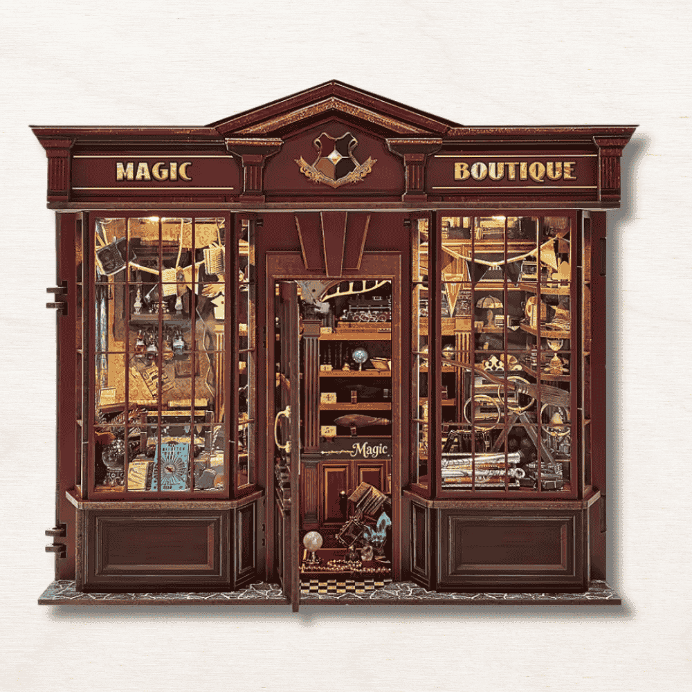DIY book nook magic boutique gift hp fan brain teasing assembly resin plastic wood fabric metal