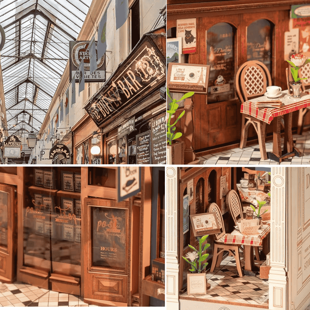 diorama miniature passage parisien café kirkdale book blue awnings bamboo neoclassical columns