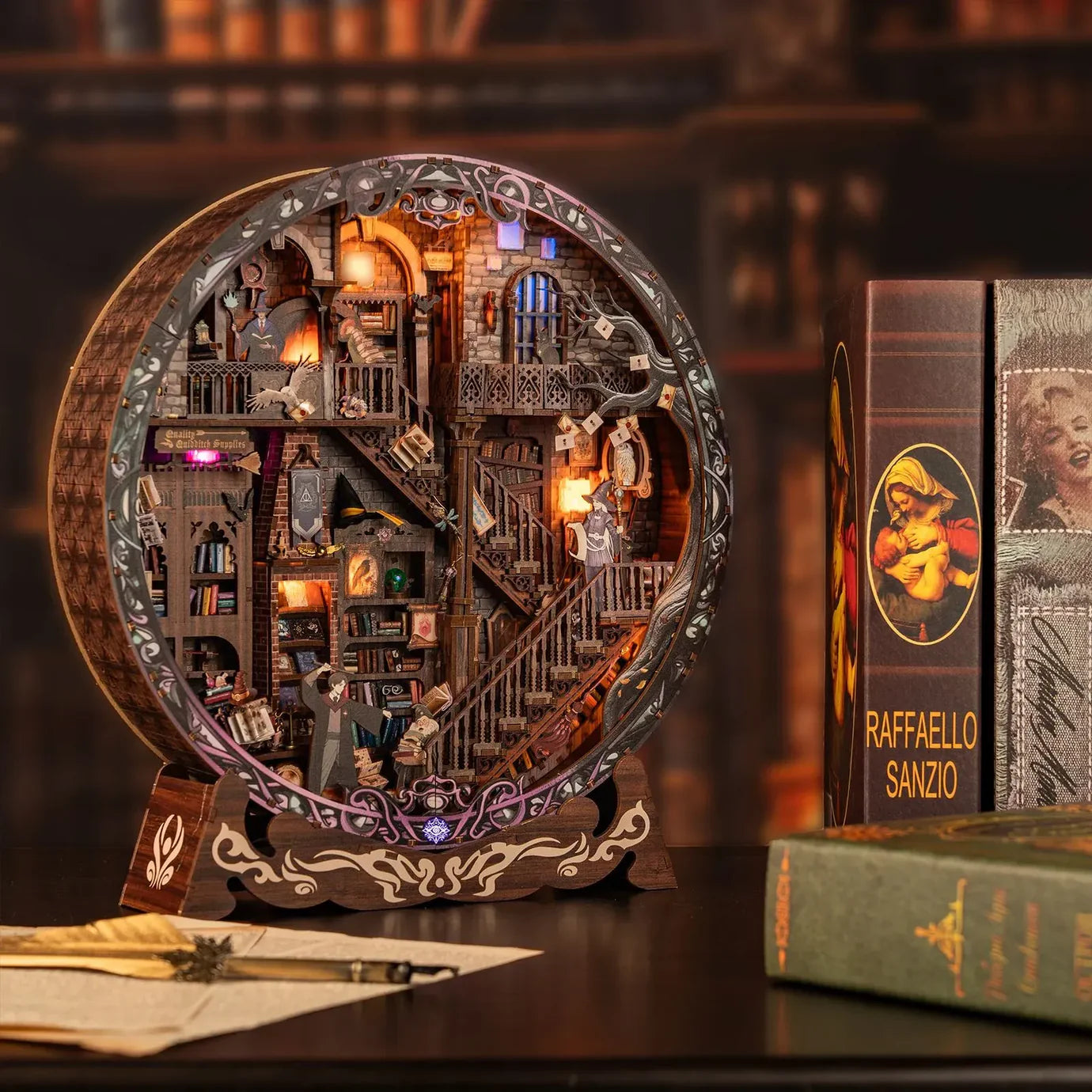 rofuntime 3d puzzle advanced 5/5 circular portal format witch wizard owl hermione style dark academia