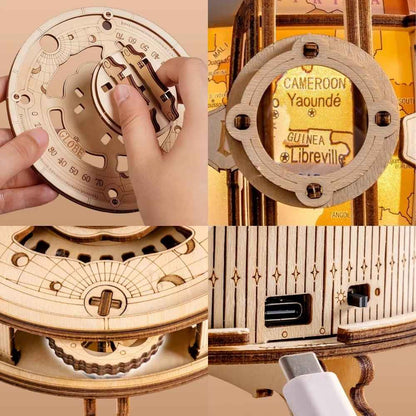 Electric Illuminated Globe Puzzle — 185 Pieces of Every Continent, Built by Your Hands